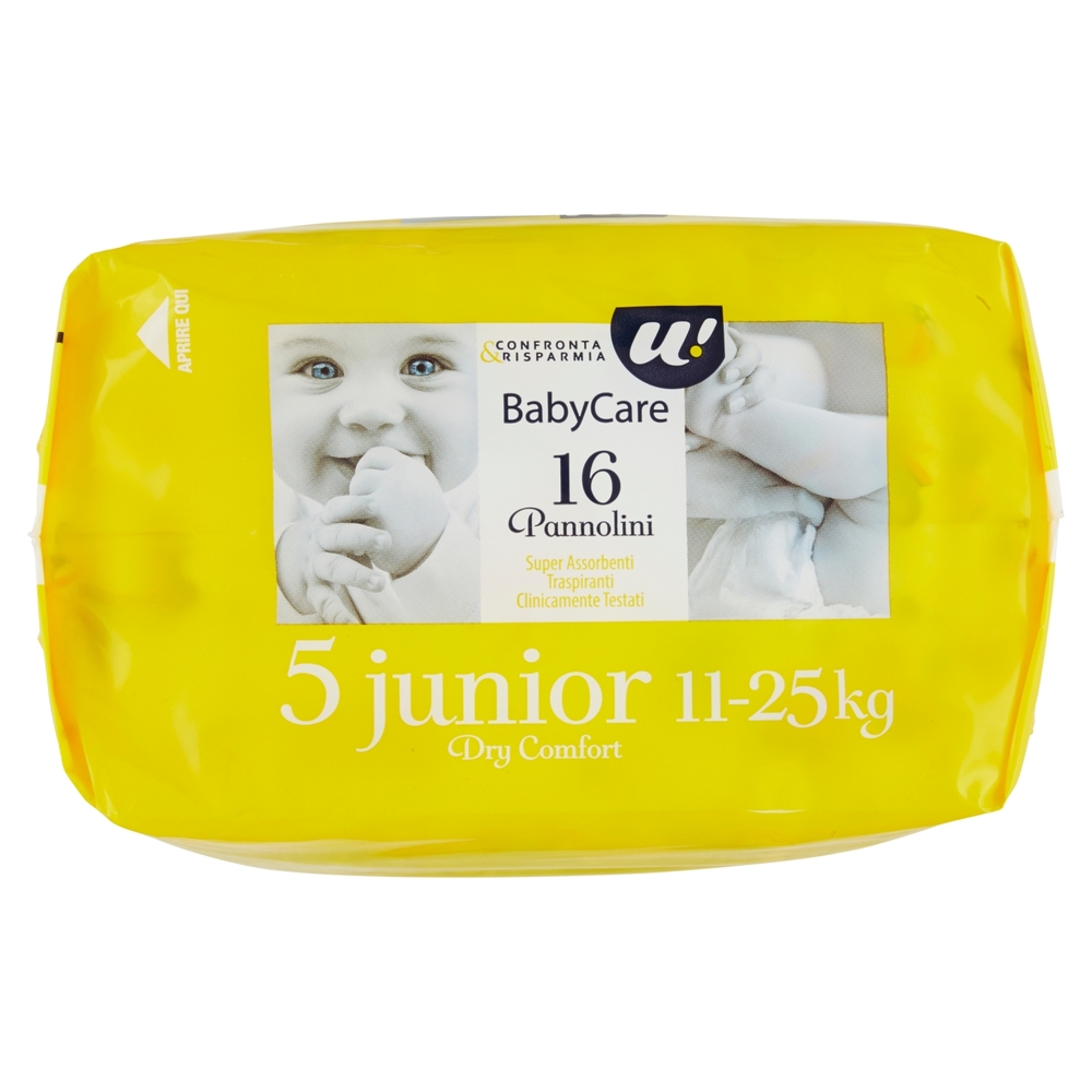 16 PANNOLINI BABY CARE JUNIOR DRY COMFORT 11-25 KG U! Confronta & Risparmia